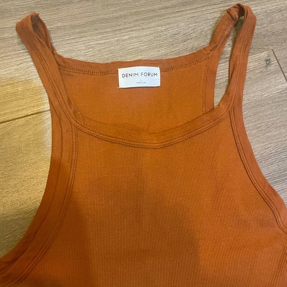 Denim Forum rubbed mini dress, burnt orange, size L - Picture 4 of 4